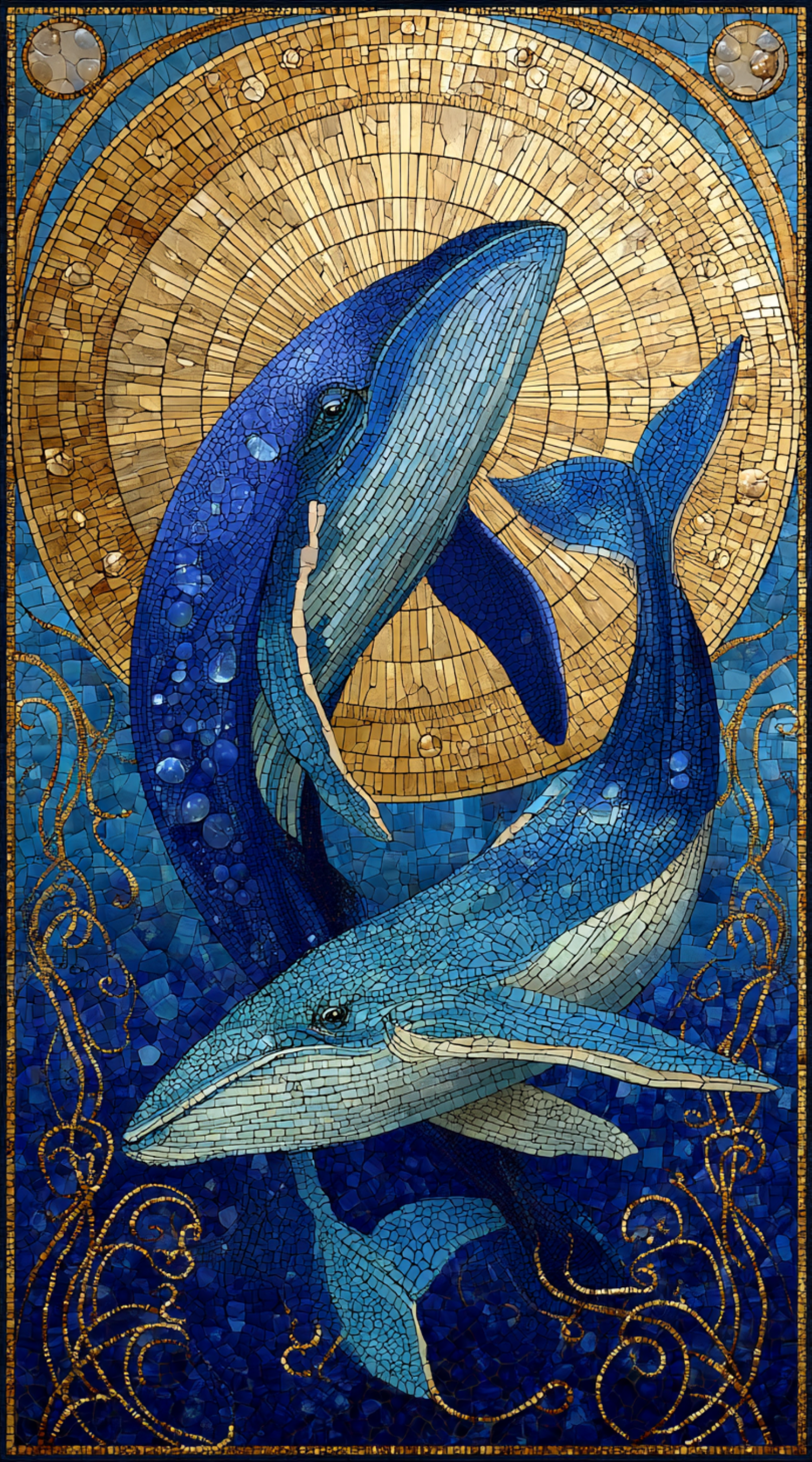 Luxury Blue Whales Digital Wallpaper by SPA Creatives