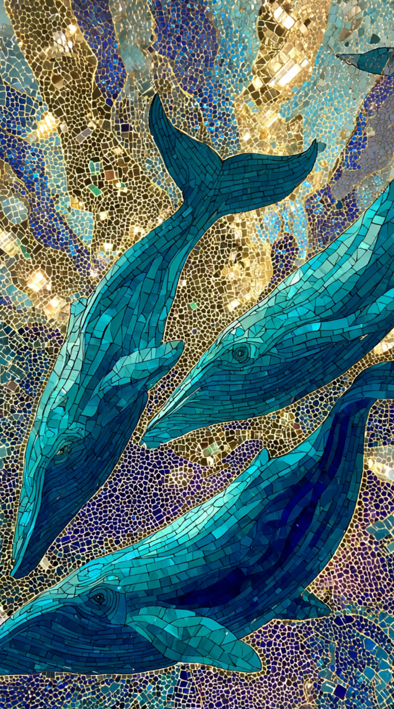 Luxury Blue Whales Elegant Digital Wallpaper by SPA Creatives