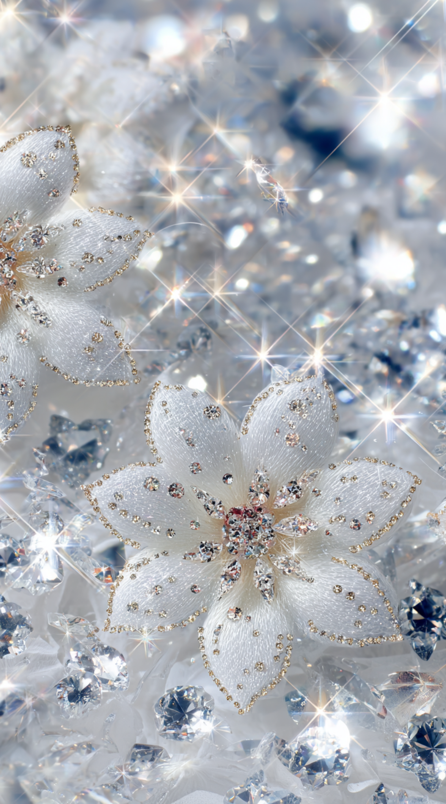 Luxury White Flower Elegant Digital Wallpaper by SPA Creatives