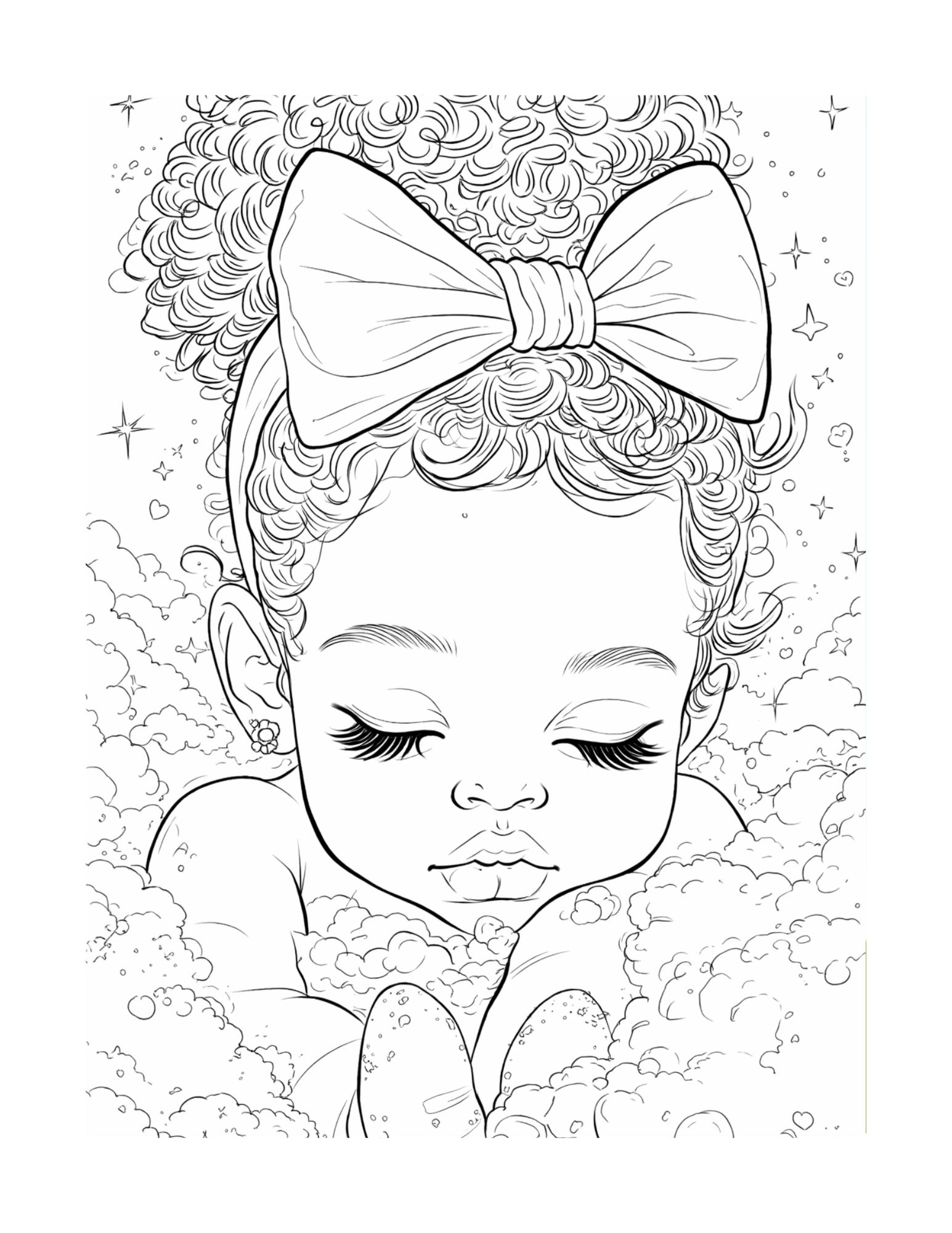 Dreamy Baby Coloring Page Preview 1